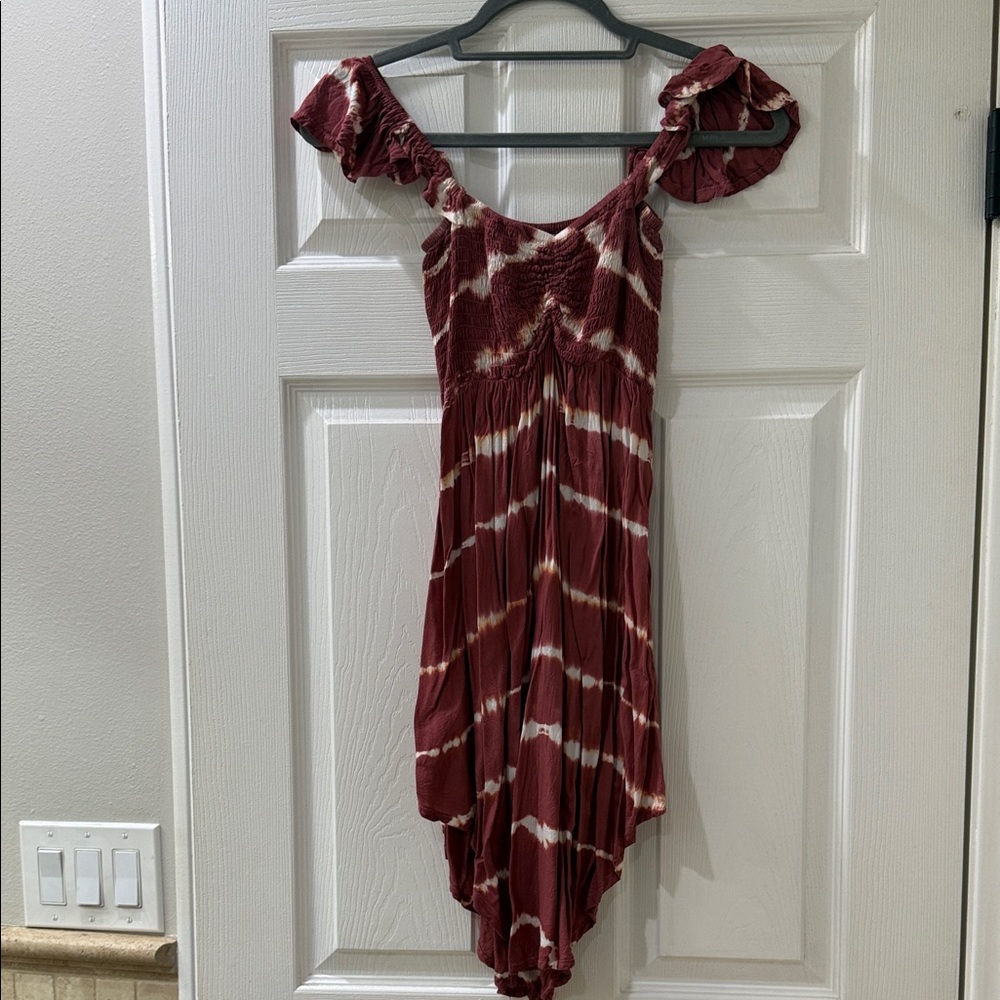 Tiare Hawaii Burgundy Tie-Dye Midi Dress